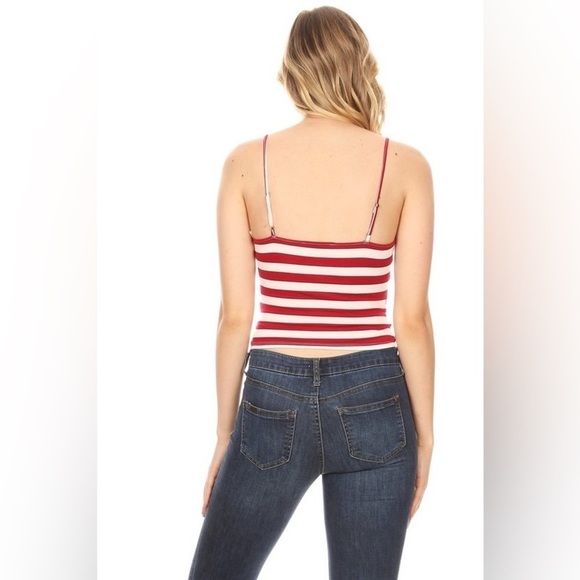 American flag crop top with a center front drawstring - Picture 4 of 5